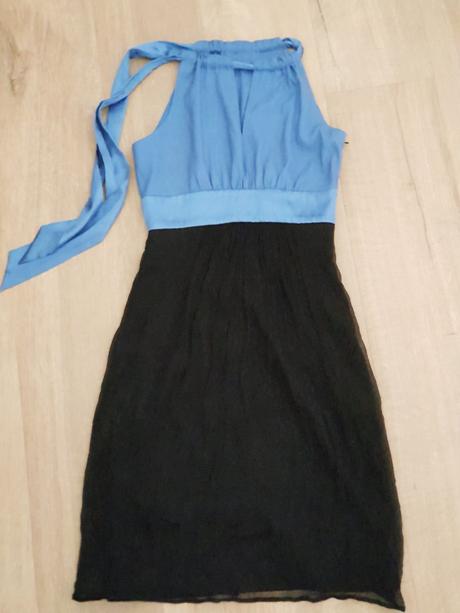 Modro-cierne saty unique 34, s