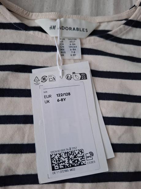 Pásikavé šaty, h&m,122 / 128