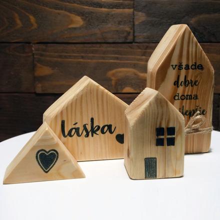 Drevená dedinka dekorácia, ručne robené,