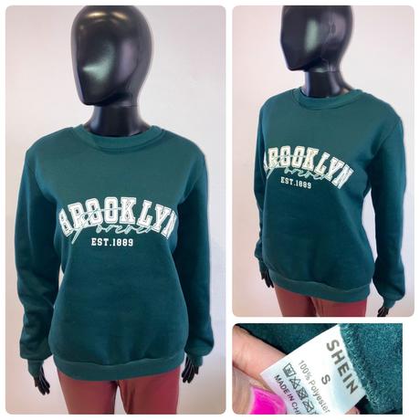 Dámska mikina s nápisom tmavozelená shein (s), s