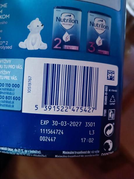 Sušené mlieko nutrilon, 