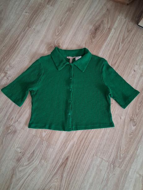 Zelený crop top, h&m,m