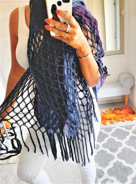 Dvojitá veľká šála-pončo,