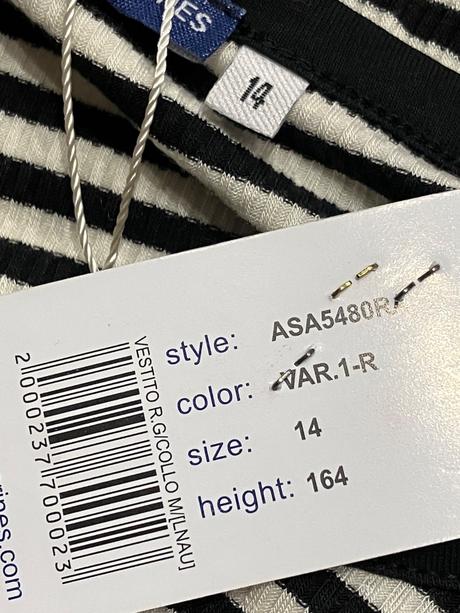 Dievčenské čierno-biele pásikavé šaty (14r.), original marines,164