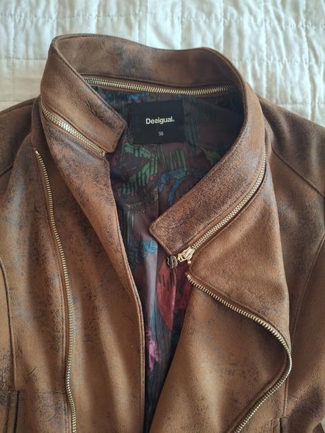 Štýlová bunda do pásu desigual efekt koženej, desigual,38