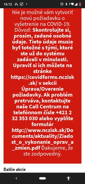 Nejde mi prihlásiť na PCR test