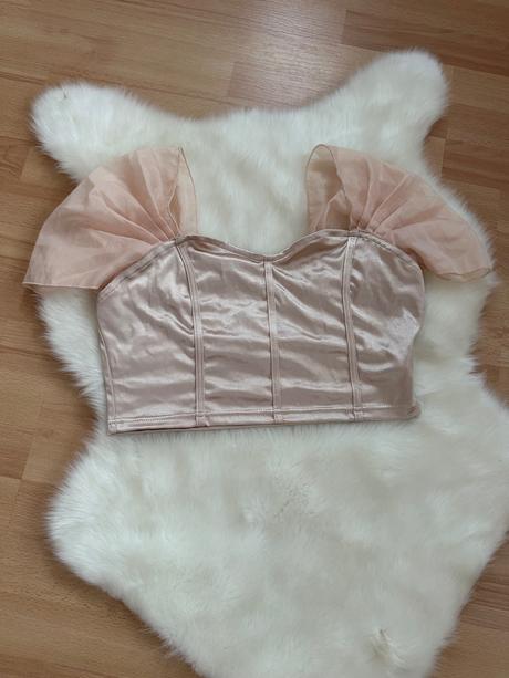 Bledoružový crop top, xl