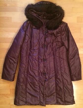 Kabát s kožušinovou kapucňou, xl