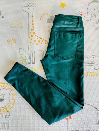 Tmavozelená "kožené" nohavice stradivarius, stradivarius,m