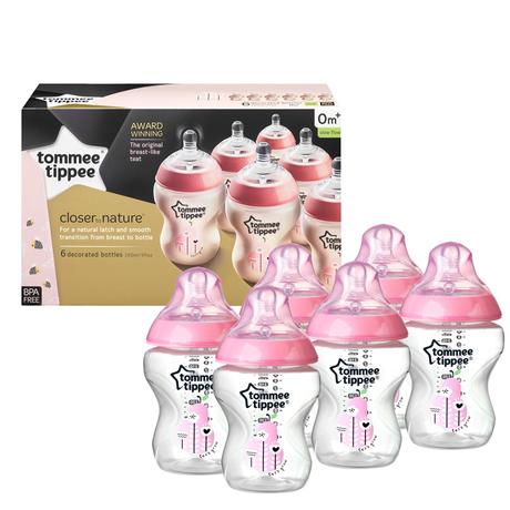 Tommee tippee sada fliaš 6ks dekor ružové, 0m+, 26, tommee tippee