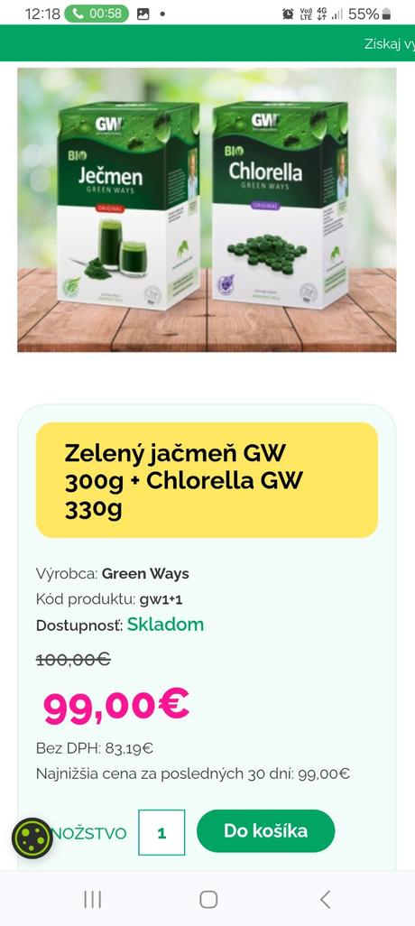 Chlorea a zelený jačmeň, 