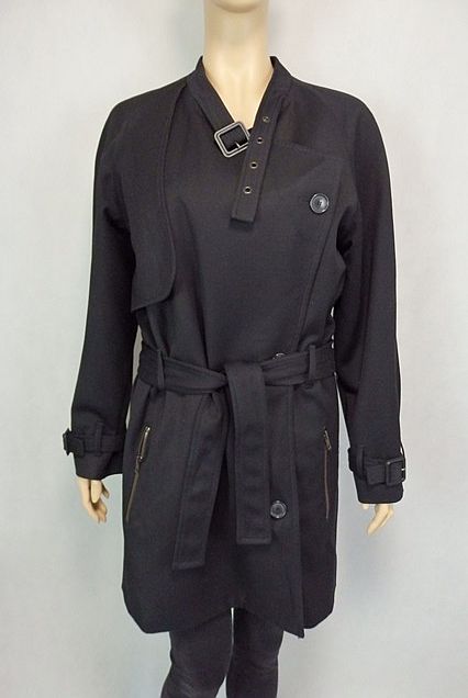 Luxusný čierny prechodný kabát, s