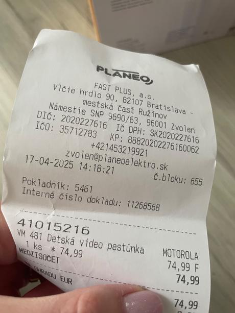 Kamera pre babatko, motorola
