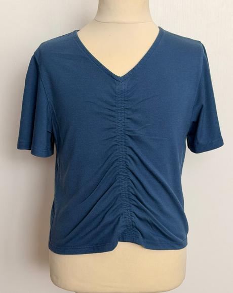 H&m tmavomodré tričko s riasením, h&m,158