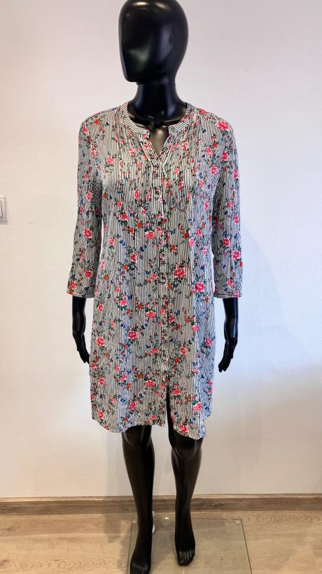 Dámske kvetinové pruhované košeľové šaty, camaieu,m