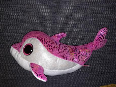 Lesklý ružový plyšový delfín ty plyšák,