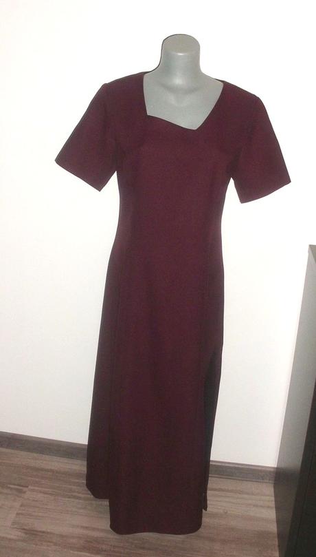 Dámske dlhé bordové šaty, veľkosť 38, top stav, 38