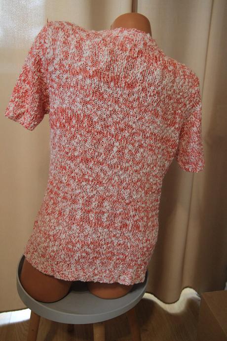 Červeno biely pletený sveter, l/xl, l