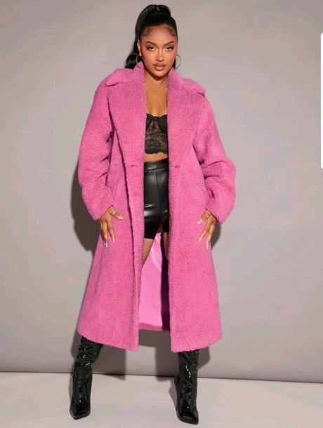 Chlpatý kabát pink, l / m / s / xs