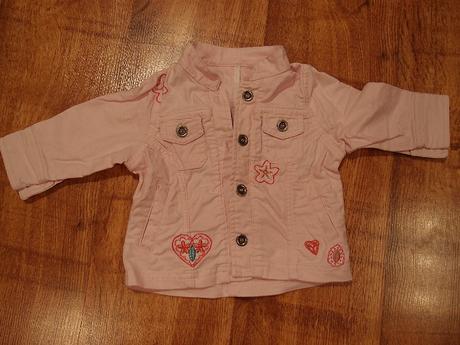Svetloružová dievčenská riflová bundička, 68