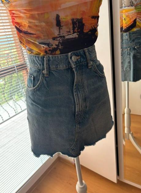 Svetlomodrá riflova minisukna zara - veľkosť xl, zara,xl