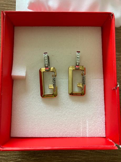 Pozlátené náušnice guess, guess