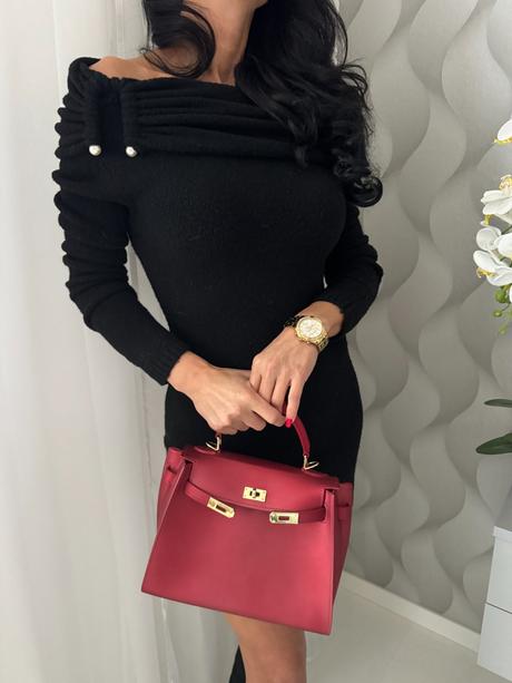 Zara - pletené čierne šaty, zara,s