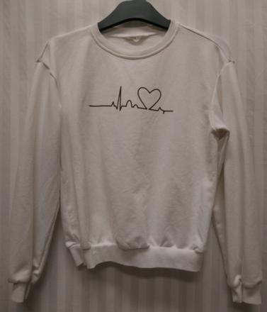 Biela tenká mikina s motívom, shein, 146-152 cm, 152