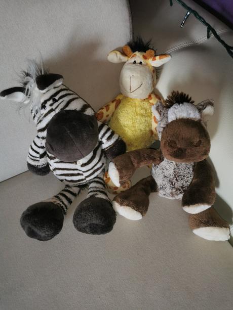 Safari plyšová zebra, žirafa, kôň, 
