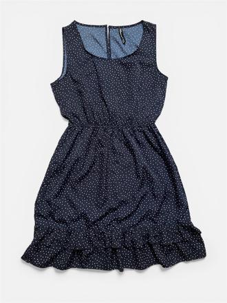 Dámske letné tmavomodré bodkované šaty na ramienka, l