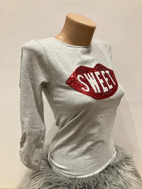 Sivé tričko s flitrami lola liza,146-152, 146 / 152