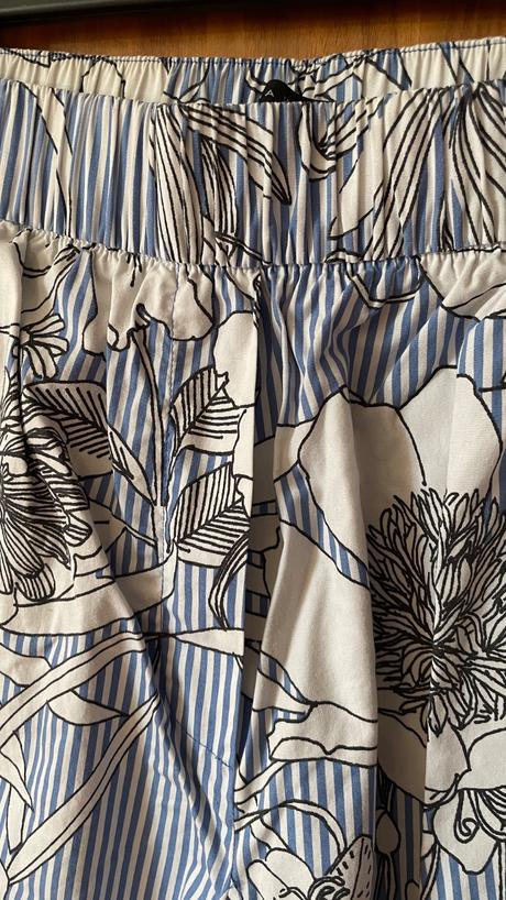 Modrobiele pásikavé letné široké bavlnené kulóty m, zara,38