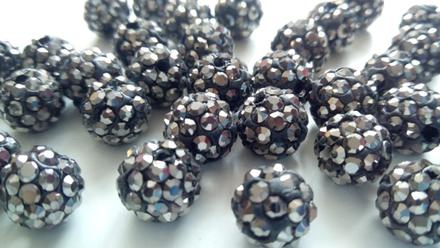 Korálky shamballa - hematite 10 mm, 