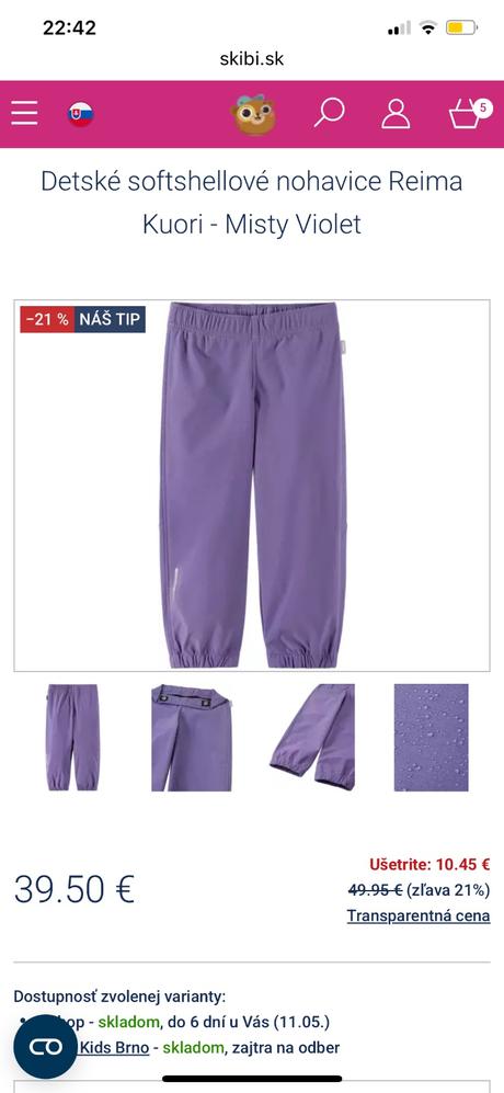 Reima typ kuori softshellové nohavice misty violet, reima,128 / 134
