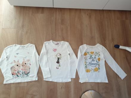 3x biele tricka h&m a ine 122/128, h&m,122