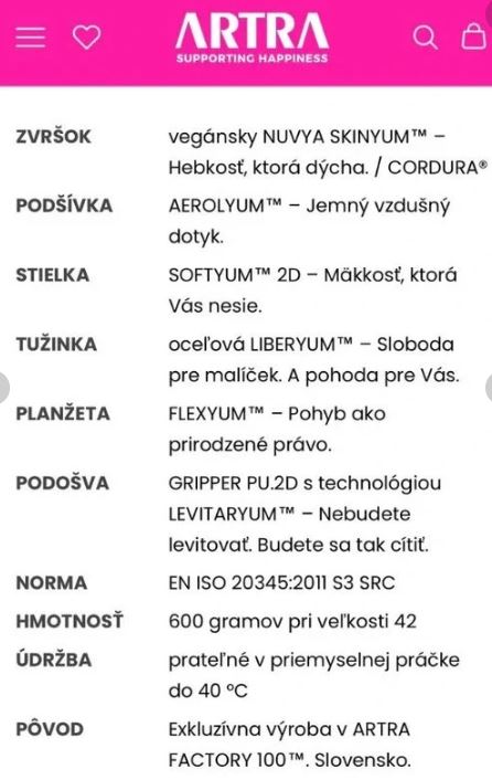 Pracovná obuv artra - veľkosť eu40, 40