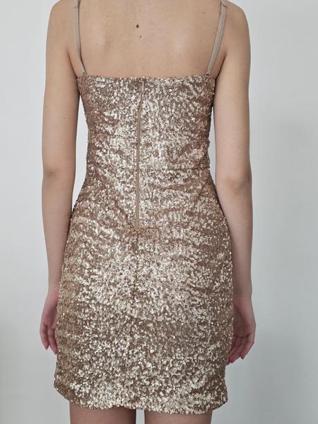 Zlaté šaty s ramienkami, orsay,m