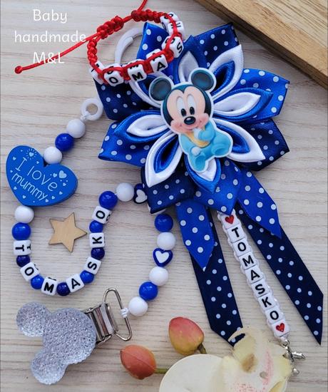 Šnúrka na cumlik a mašla na kočík disney,