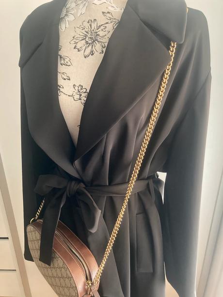 Čierny saténový trenčkot kabátik zara - veľkosť l, zara,l