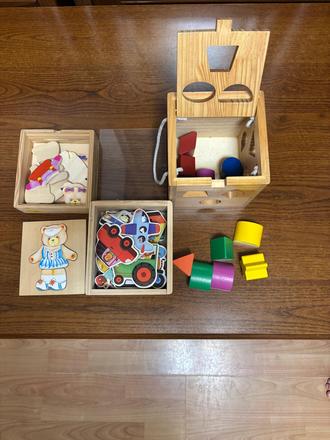 Drevené magnetky, skladačky,