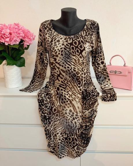 Luxusné leopardie šaty carla f - elegantný strih, l