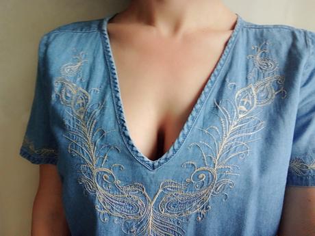 Riflové šaty s výšivkou (už s poštovným), george,38