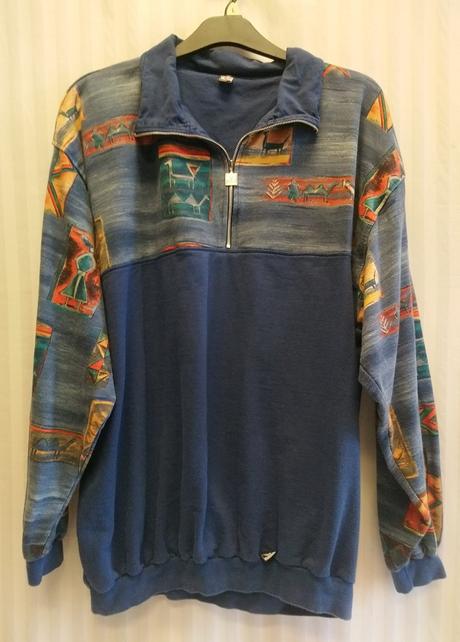 Pánska modrá mikina s golierom, trigema, xxxl, xxxl