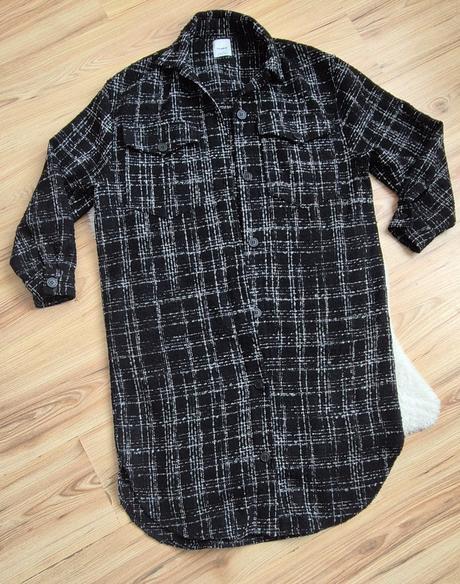 Tweedovy kabát/košeľová bunda, pull&bear,m