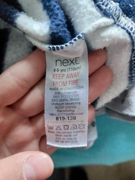 Bielo-modrá pásikavá mikina s kvietkami, next,110