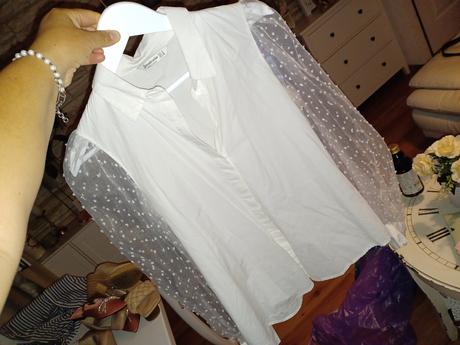 Bluzka s transparentným rukavmi, stradivarius,s