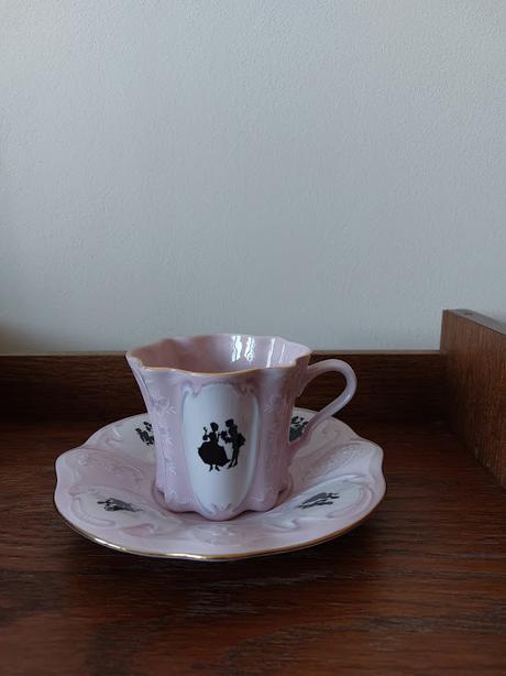 Ruzovy porcelam h&c - salka s podsalkou, 