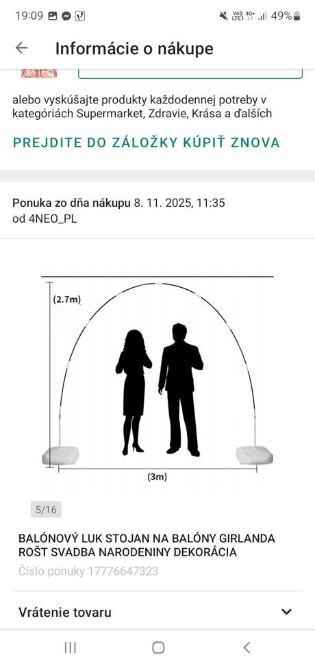 Stojan na balonovu girlandu výzdobu,