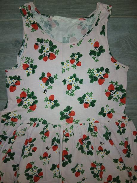Letne bavlnene saty jahodove, h&m,134