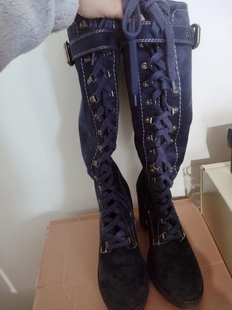 Kožené šnurovacie čižmy vysoké, deichmann,39